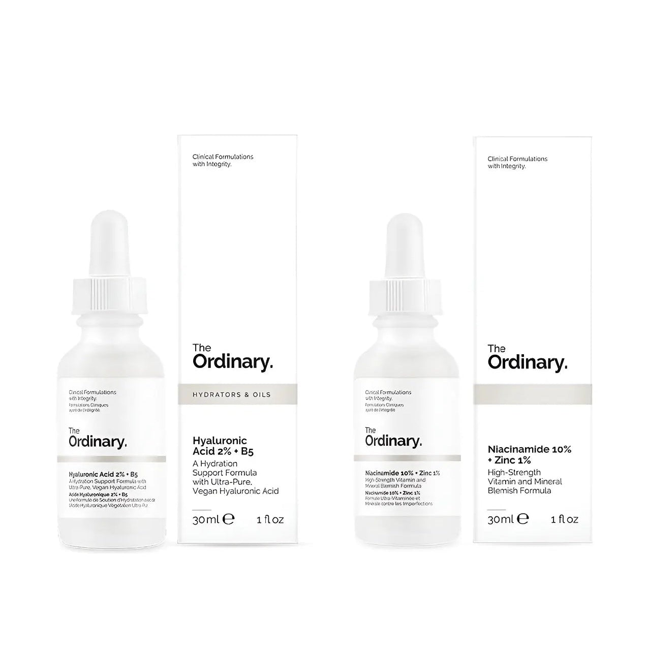 Duo The Ordinary — Niacinamida 10% + Ácido Hialurónico 2%